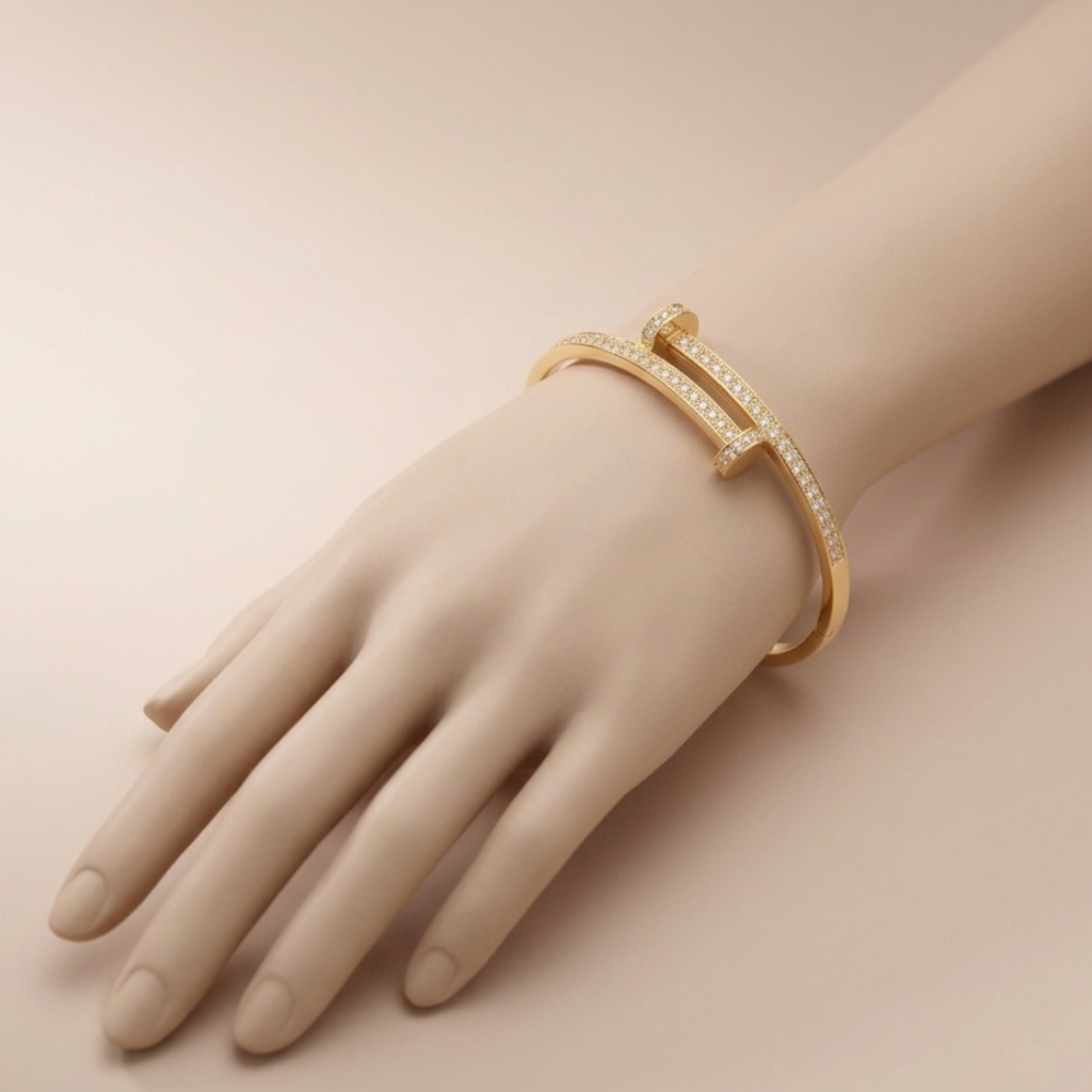 Cross-Bar Zirconia Bangle Set