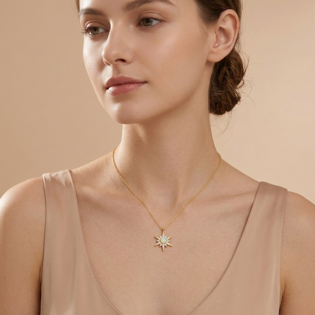 Soleil Opal Sunflower Necklace