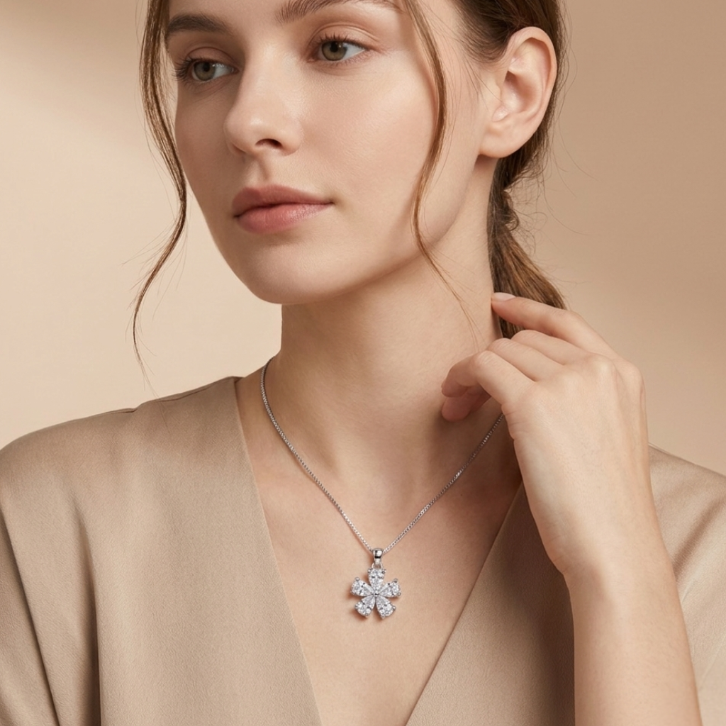 Florelle Zircon Petal Necklace