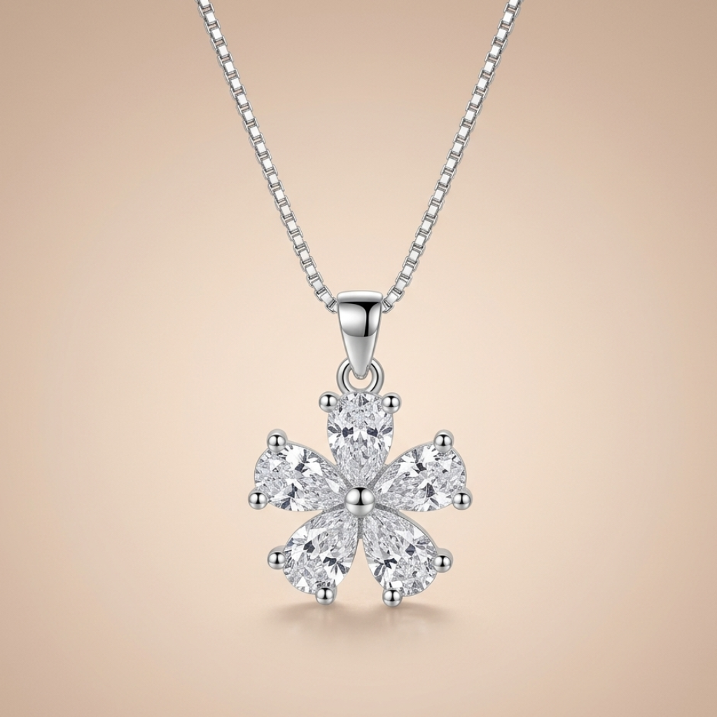 Florelle Zircon Petal Necklace