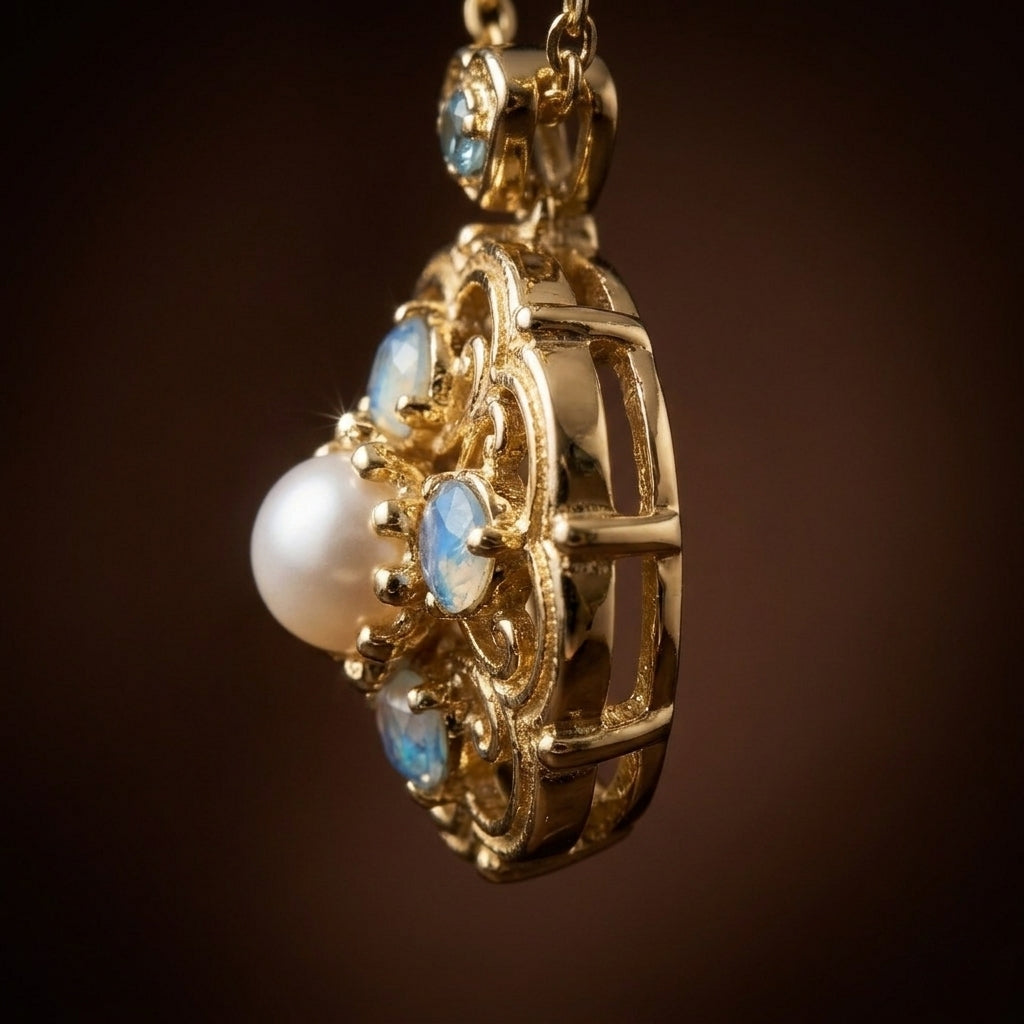 Florelle Enamel Pearl Necklace