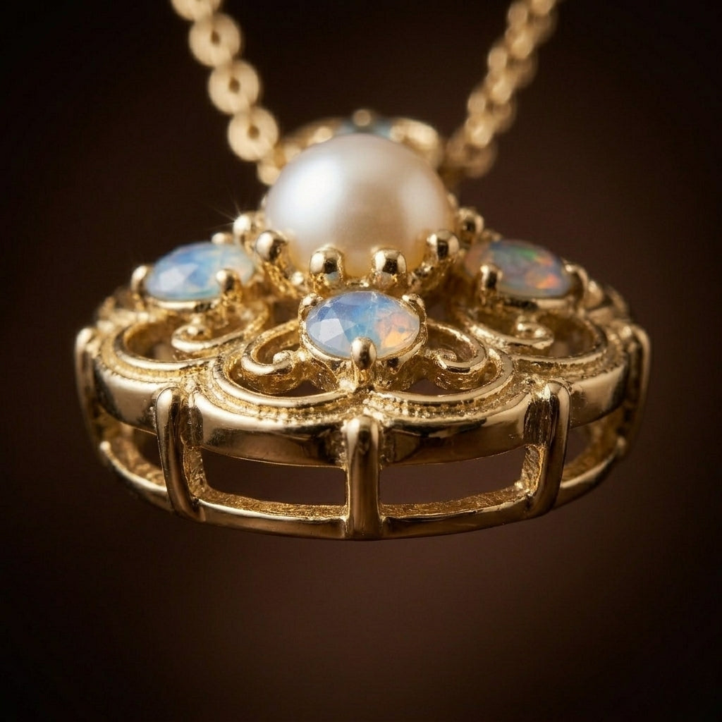 Florelle Enamel Pearl Necklace