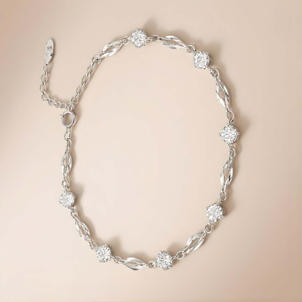 Diamond-encrusted Diamond-pattern Bracelet